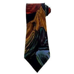 Paul Rodon Dark Abstract Floral Silk Tie Business Wedding Art Made in USA 58"